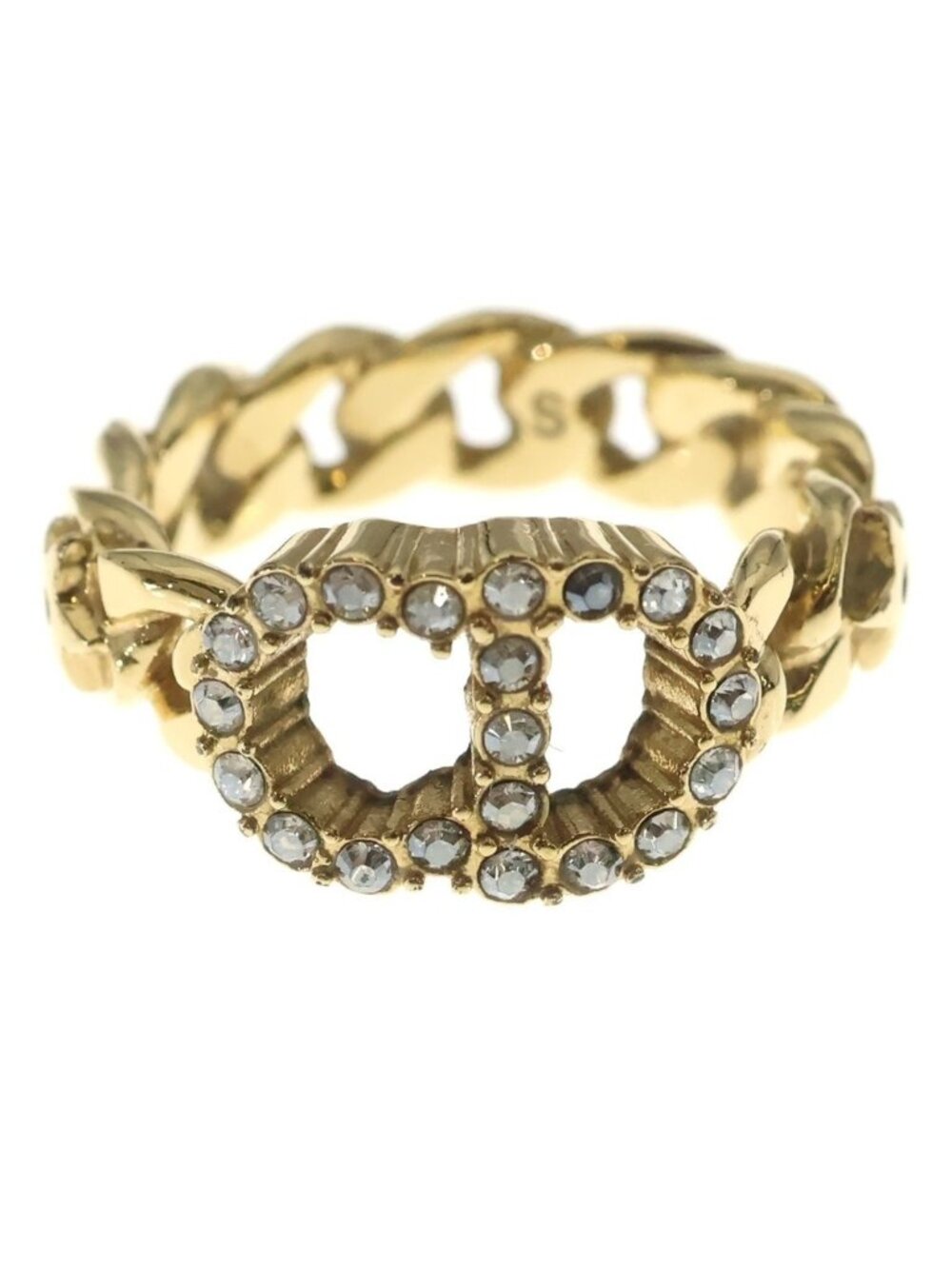 Dior CD Logo Ring Rhinestone Gold